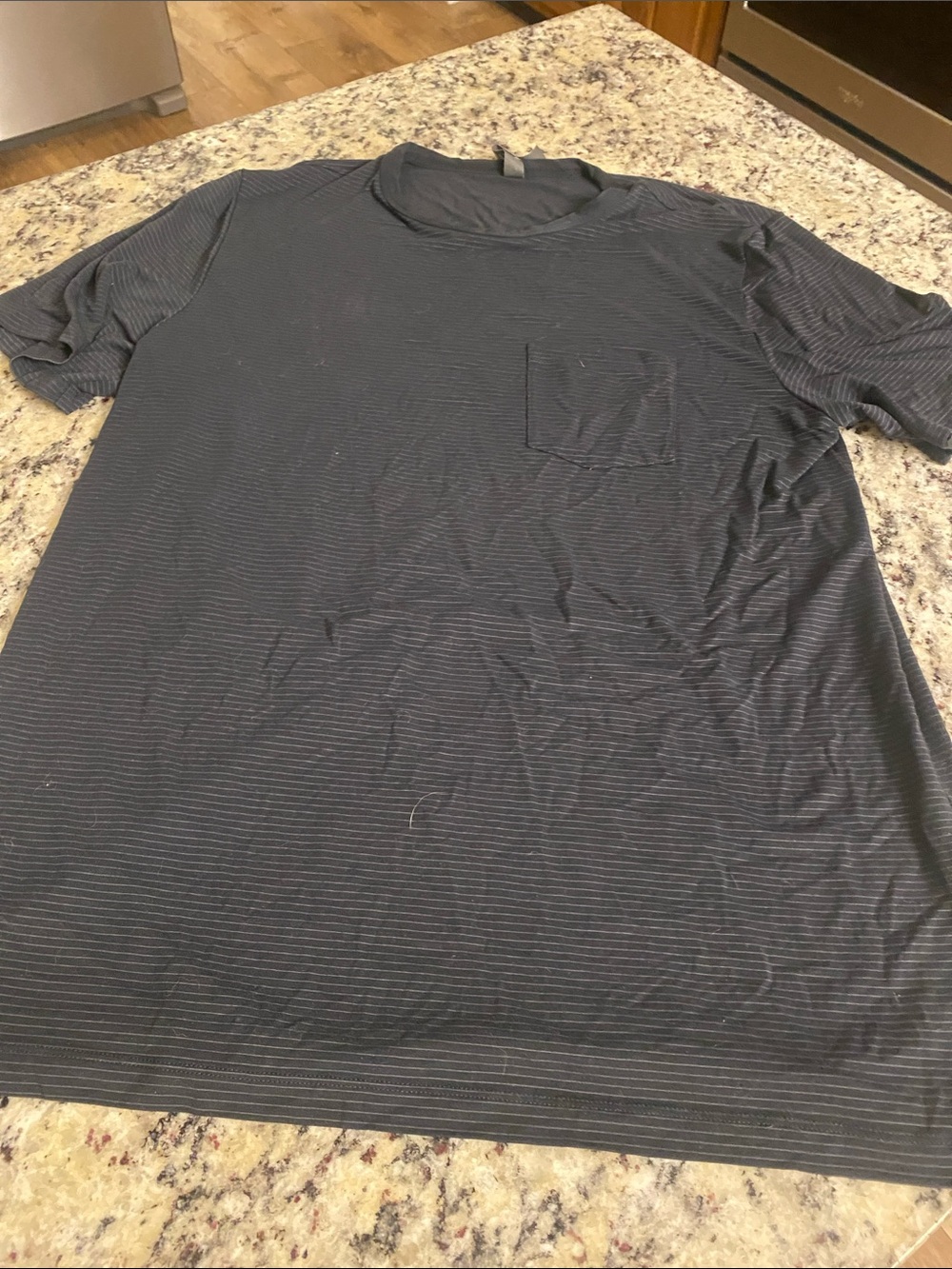 Vuori Men's Short Sleeve Pocket Tee - Black with Subtle Stripes